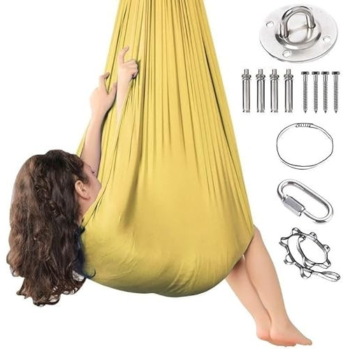 SSIMOO Sensorische Socken eignen Sich for Menschen, die Stress beruhigen und abbauen. Body Sock Sensory Sox for Jungen und Mädchen helfen bei der Behandlung von Autismus, ADHS und ADS (Color : Gold,