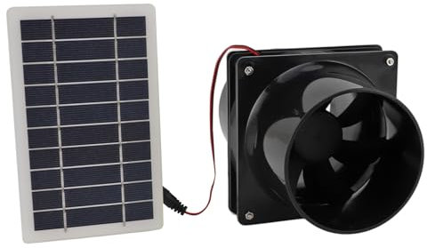 Solarbetriebener Abluftventilator, 10 W, 12 V, Solarpanel + 15,2 Cm Hochgeschwindigkeits-Abluftventilator für Dachböden, Gewächshäuser, Wohnmobile, Boote, Garage, Hühnerstall