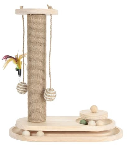 Katzenkratzbaum, Katzenstange, Kätzchenkratzer, Sisal-Kratzbäume mit Hängendem Ball, 2-lagige Kugelbahn, Interaktiver Hoher DIY-Kletter-Katzenkratzer für Kätzchen oder Kleinere