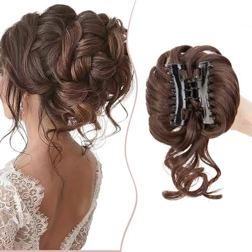 SEGO Haarteil mit Klammer Dutt Haarteile Haargummi mit Haaren Extensions Pferdeschwanz Zopf Hochsteckfrisuren #M4