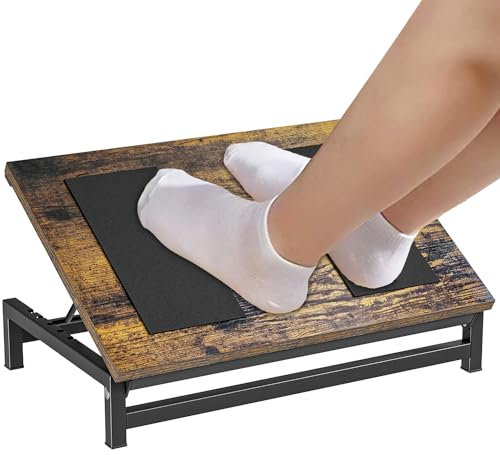 Foot Rest for Under Desk at Work - Adjustable Footstool with 4 Height Position - Ergonomic Foot Stand with Anti-Slip Surface (Wooden)