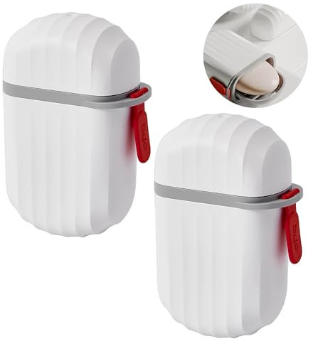 2 PCS Travel Soap Case with Lid - Portable Waterproof Soap Box, Leakproof Soap Holder with Handle, Ideal for Travel, Bathroom, Camping, and Gym Use (White)