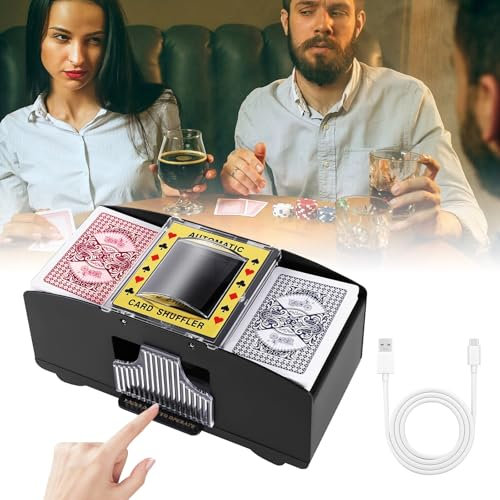 MeYuxg Kartenmischmaschine Elektrische, Automatischer Kartenmischer für 1-2 Deck, USB-Betriebener Kartenmischer, UNO Mischmaschine, Elektrischer Kartenmischgerät für Bridge, Texas Hold'em, Blackjack