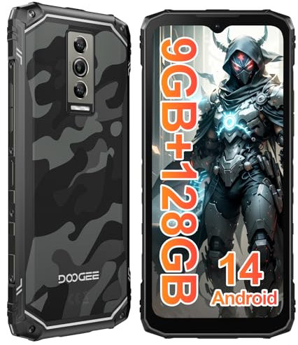DOOGEE Blade10 Telephone Portable Incassable, 9GB+128GB/TF 2TB, 10.7mm 6.56'', Android 14 Octa-Core Smartphone Incassable, 16MP+8MP 5150mAh, Téléphone Portable,NFC/Face ID/GPS/4G Dual SIM Smartphone