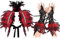 AUNGCSHE 3 stuck Feder kostüm Set, Gothic Federkragen, Spitze Feder Handschuhe, Federumhang, Feder Manschetten Geeignet für Karneval, Ostern Gotische Kleiderparty(Rot)