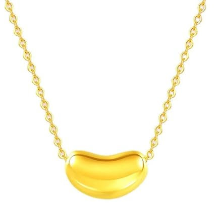 AMDXD Gold Au999 24K Halskette Echtgold Schmuck, Blonde Bohne Anhänger Kette, Gelbgold 999 Damenkette