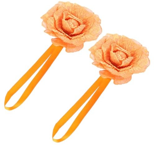 2 Stück Magnetische Gardinenschnalle Blüte, aus Leinen Baumwolle