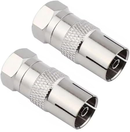 HiAoey Adattatore antenna satellitare cavo su adattatore SAT, set da spina F a presa IEC, connettore coassiale, adattatore SAT placcato oro, 2 pezzi