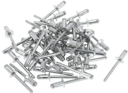 RATCHROLL 50 Pcs Open End Large Flange Blind Rivets 6.4mm Grip Diameter 12mm Grip Length 11mm Flange Diameter Silver Tone Iron Aluminum