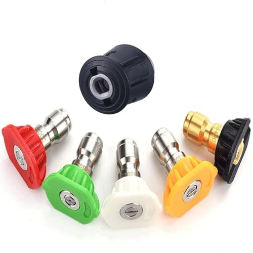 DXBNEZBC 5 Pack Jet Wash & Turbo Nozzles for Pressure Washer – High-Performance,for Hot and Cold Water, 1/4 Inch Quick Connect Tips – 2.5 GPM Stainless Steel Nozzles Compatible with Worx Pressure Was