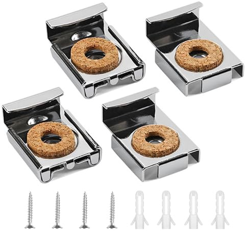 4Pcs Frameless Mirror fixings, Spring Loaded Mirror Clips, Mirrors Brackets with Dowels and Screws, Mirrors Wall Fixings for Bathroom and Toilet(Sliver)