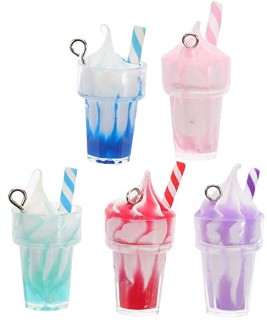 Angoily 10 Stück Eiscreme -Tassenzubehör schnell cremig für Reiz Anhänger zum Basteln Halskettenanhänger selber machen kleiner Tassenanhänger DIY-Eisbecher-Anhänger Eistüten-Anhänger Harz