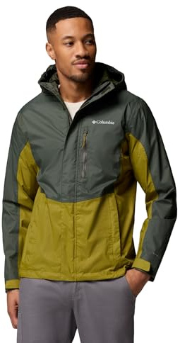 Columbia Men's Pouring Adventure 3 Jacket Waterproof Rain Jacket, Greenscape/Mossy Green, XL