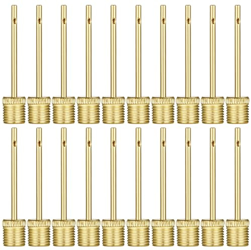 20 Packs Gold Pump Inflating Needles, Heavy Duty No Break Air Pump Needles, Ball Pumps Needle Compatibles with Hand and Electric Pumps for Sports Balls
