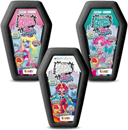 Craze Magic Slime Glam Monstars Monz 3er Pack - DIY Slime Kit, Glibber Schleim Selber Machen mit 6 toppings & 3 Figuren - Deerly, Querida & Bowie - 3X 70ml