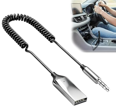 Bluetooth Aux Adapter for Car, Bluetooth 5.3 Receiver with 3.5mm Jack, USB Power, Hands-Free Calls, Music Streaming, Plug-and-Play, Dual Connection for Car and Home Stereo