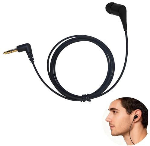 Zerabidpro Auricular de un Solo Lado con Conector de 3.5 mm Chapado en Oro, Auriculares Intraurales Desechables y Económicos, Cable de 1m, Ideal para Smartphones, MP3, Tablets y Más