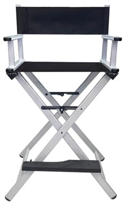 OPIGJUFD Klappbarer Regiestuhl Outdoor Aluminium Klappstuhl Make-Up Hocker for Studio Fotografie Direktor Sitz Tragbare Kompakte Camping Stühle(Silver Pillowless)