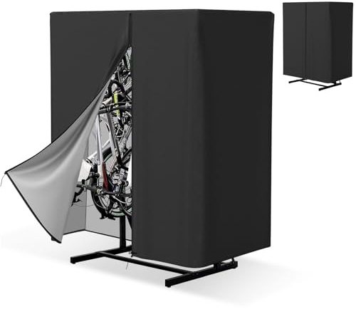 Vertical Bike Rack Cover, 78.7“L x 43.3”W x 86.6 Fits 3-8 Bicycle Storage Rack, 420D Freestanding Upright Bike Storage Rack Cover, Waterproof Dustproof Tear Proof for Indoor Outdoor