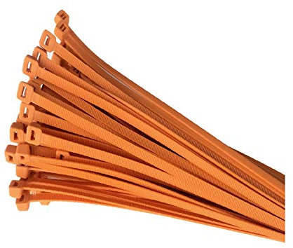 100 x Orange Nylon Cable Ties 300 x 4.8mm / Extra Strong Zip Tie Wraps