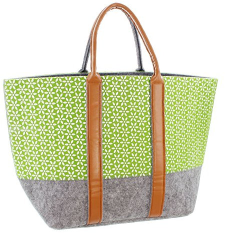 FRANK FLECHTWAREN Shopper, Filz-Tasche Green Blossom, stilvollen Tasche, Geräumig und praktisch