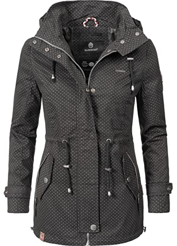 MARIKOO Damen mittellange Übergangsjacke Nyokoo mit großer Kapuze