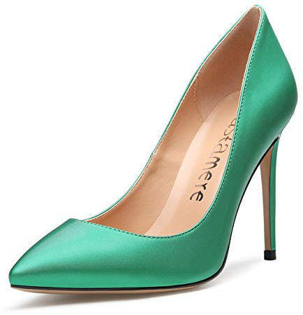 Castamere Scarpe col Tacco Donna Tacco a Spillo 10CM Raso Verde Scarpe EU 38