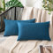 MIULEE 2er Set Wasserdicht Kissenbezug Outdoor Sofakissen Dekokissen Modern Kissenbezüge Dekorativ Kissenhülle Deko aus Polyster Leinen-Optik für Garten Sofa Wohnzimmer Bett 30x50 cm Navy Blau