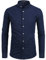 PARKLEES Mens Hipster Design Grandad Collar Oxford Shirt Slim Fit Long Sleeve Casual Button Down Dress Shirts with Pocket Navy M