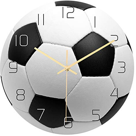Garneck Vintage-Dekoration, Vintage-, Kinderzimmer, Dekoration, Sport-Wanduhr, Fußball, stumm, Wanduhr, dekorativ, geräuschlos, für Wohnzimmer, Schlafzimmer, Retro-