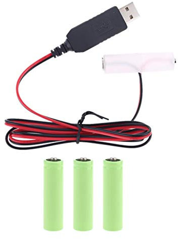 Wenyounge Adaptateur Secteur Dummy Batterie Éliminateur De Piles LR6 AA Cordon d'alimentation USB Remplacez 1 À 4 Piles AA De 1,5 V