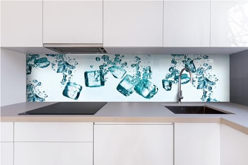 DIMEX Küchenrückwand Verbundplatte EISWÜRFEL 240 x 60 cm | Spritzschutz Küche für Herd Spüle | Premium Qualität, Acrylglas - Plexiglas, Stärke 5 mm - Made in EU | Inklusive Kleber