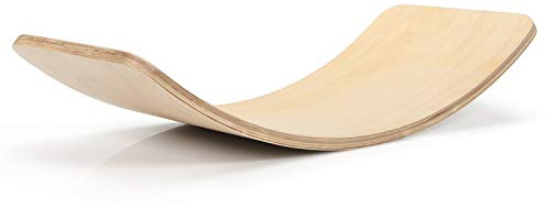 COSTWAY Tabla de Equilibrio de Madera con Filtro,Tabla Curva 90 x 30 cm, Balance Board Max.220kg, Balancín para Psicomotricidad Infantil (90 x 30 x19 cm)