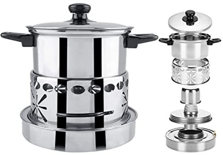 Fondue Brenner Edelstahl, Alkoholherd Edelstahl-Hot-Pot-Utensilien Nichtmagnetischer Alkoholherd Spiritusbrenner für Home Camping Restaurant Stahlabdeckung