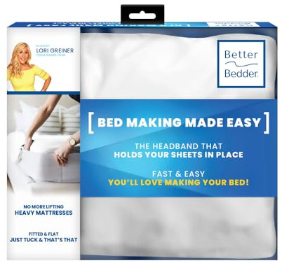 Better Bedder Bett-Kopfband, Stoffhülle aus Baumwolle, Polyester und Spandex, Bettherstellung leicht gemacht, verwandelt jedes Bettlaken in EIN Spannbetttuch, passend für alle Matratzenhöhen - King