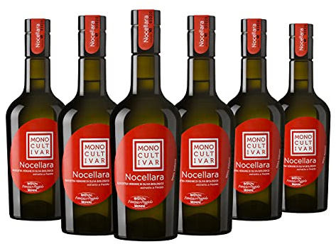 Monini Olio Extra Vergine Bio Monocultivar Nocellara 100% Italiano - 6 Bottiglie Da 500 Ml, 3000 Millilitro