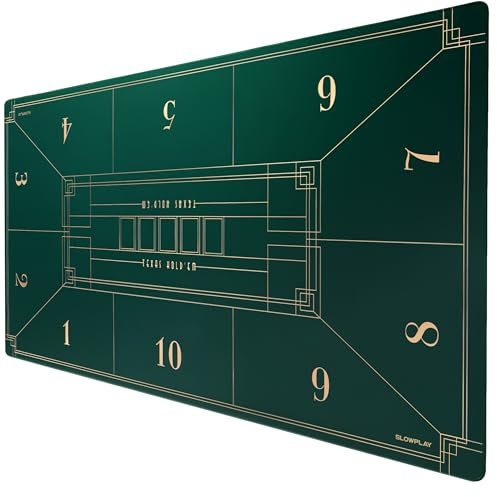 SLOWPLAY Nash 240x120 cm Texas Hold'em Poker Mat | Portable Poker Table Top with Art Deco Layout Print, Hemmed Edges, Smooth Surface, and Premium Carrying Bag for Games Everywhere