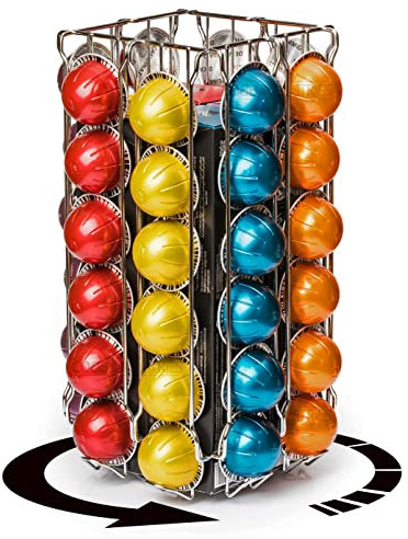 COBB INDUSTRIES® - Apollon CH0022 - Porta Capsule Dispenser Espositore Rotante per 80 capsule Nespresso Vertuo Acciaio Cromato