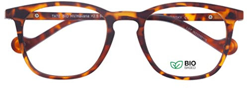 DIDINSKY Occhiali da lettura Anti bluelight Anti Luce Blue per uomini e donne. Touch Rubber, basette flessibili e cristalli antiriflesso. Havana Bio +2.0 – TATE BIO