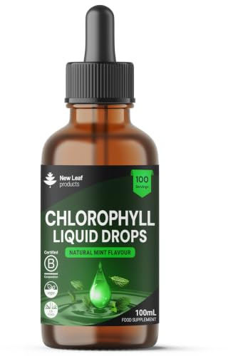 Liquid Chlorophyll - Chlorophyll Drops for Water 100ml for 100 Servings - High Strength 100mg Chlorophyll Liquid Drink - Made in UK by New Leaf Products
