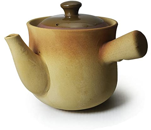 Kasserolle Tontopf, 2500 ml, hitzebeständig, handgefertigt, irdenes Kochen, Servieren mit Deckel, Suppenauslauf, Retro
