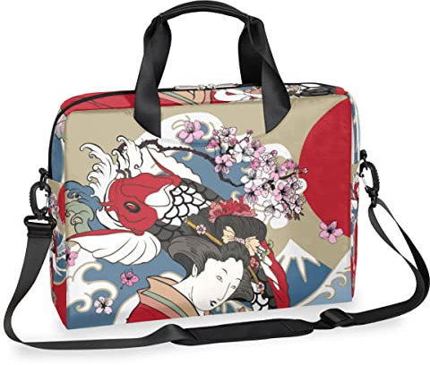 Traditional Japanese Laptop Sleeve Case for 13-16 Inch Japanese Theme Laptop Shoulder Handbag Briefcase Messenger Carrying Case Bag