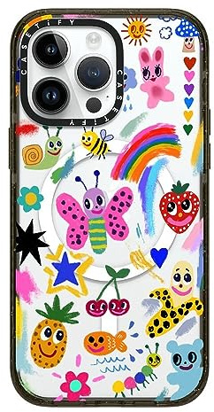 CASETiFY Impact iPhone 14 Pro Max Case [4X Military Grade Drop Tested / 8.2ft Drop Protection/Compatible with Magsafe] - Good vibes - Clear Black