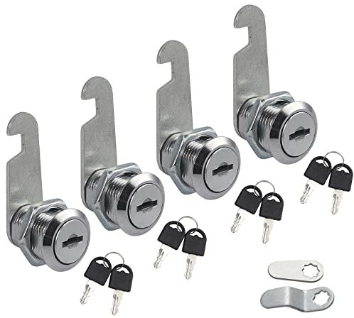 Bonhaer 4Pcs Keyed Cylinder Cam Locks Tool Box File Cabinet Desk Drawer with 8 Keys for Drawers, Lockers, Cupboards, Cabinets, Toolboxes, Door,Wardrobe