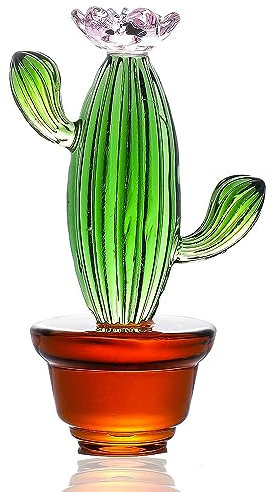 Qianwei Kristallkaktus Dekor Glasfiguren - Kaktus Party Dekorationen Glas Statue Büro Tisch Schreibtisch Dekor Weihnachten Kristall Geschenke