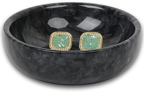 SIPARUI Plato de Joyería de Mármol Natural, Bandeja de Baratijas, Soporte para Anillos, Tazón para Llaves, Decoración del Hogar, Día de la Madre