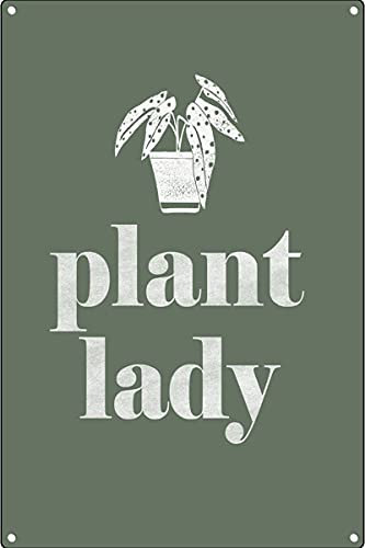 Funny Vintage Tin Sign Crazy Plant Lady, House Plant Poster, Printable Wall Art, Plant Lover Gift, Plant Mom Retro Metal Sign 8X12 Inches