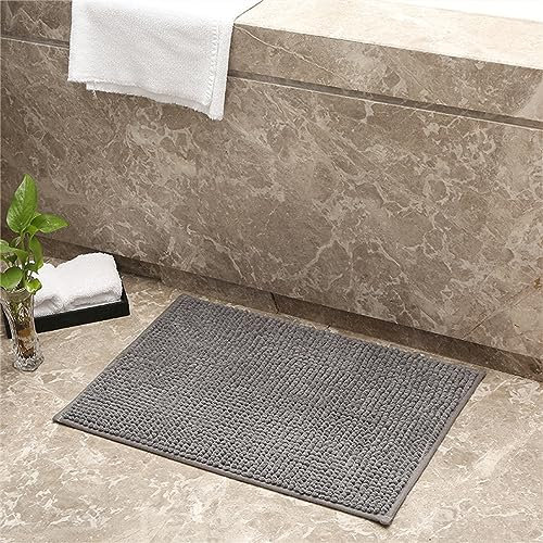 Mateju Alfombra Baño de Chenilla Corto, Alfombrilla Baño Agua Súper Absorbente Alfombra de Baño Antideslizante Alfombras de Ducha de Microfibra Esponjosa (40 * 60CM,Gris)