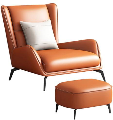 UZSPAC Sessel mit Hocker Ohrensessel mit Hocker Vintage Braunes Mikrofaser Leder Material Fernsehsessel Lesesessel Bequem Wird im Wohnzimmer und Schlafzimmer Verwendet