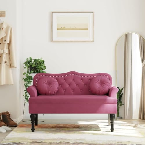 Gecheer Panca con Cuscini Roso Vino 120,5x65x75 cm in Velluto,Panca Imbottita,Panchina Imbottitura,Divano Imbottito,Divano a 2 posti,Divani da Soggiorno,Sofà Divanetto,#3